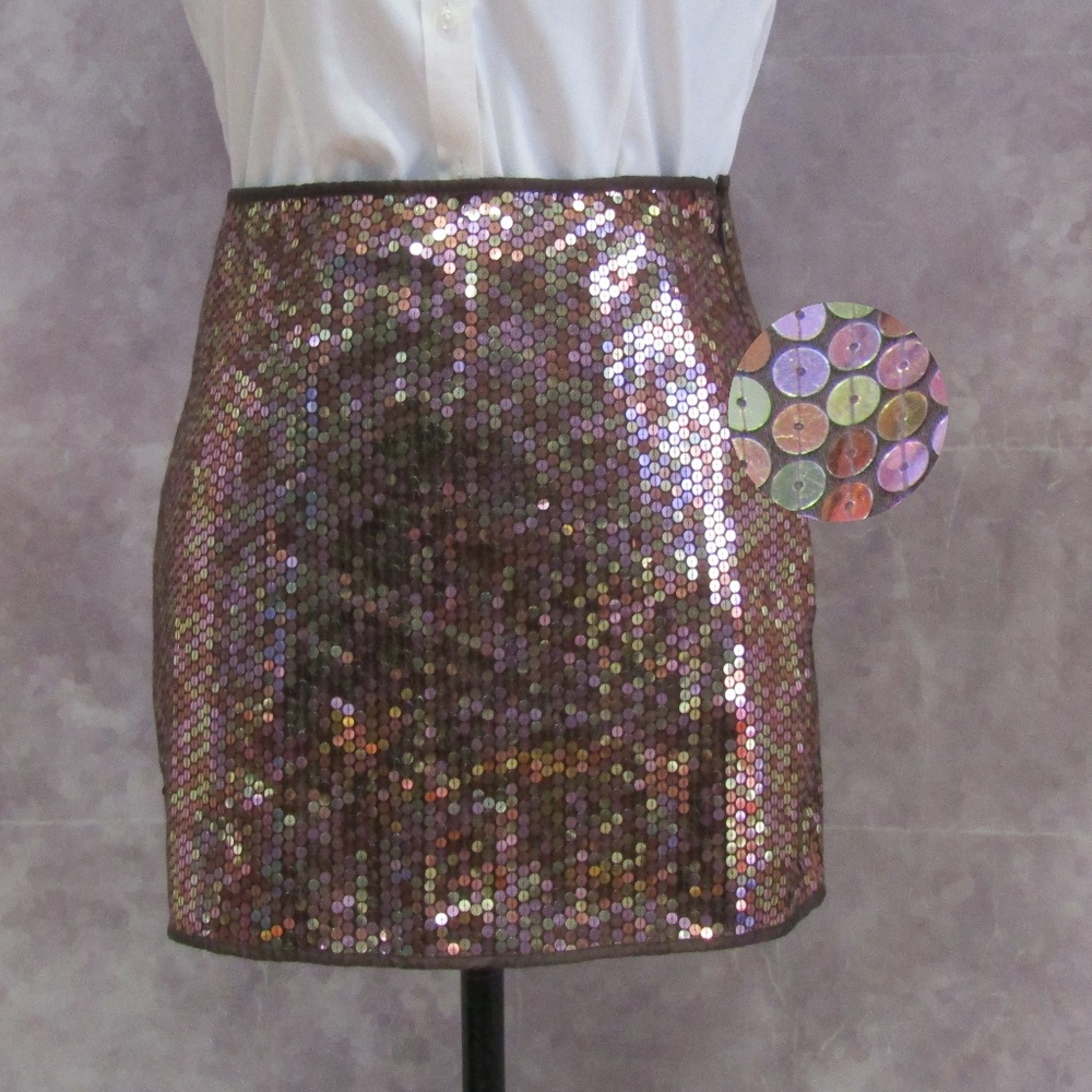 Express Multi Color Sequins Mini Skirt Size 3/4 - image 1